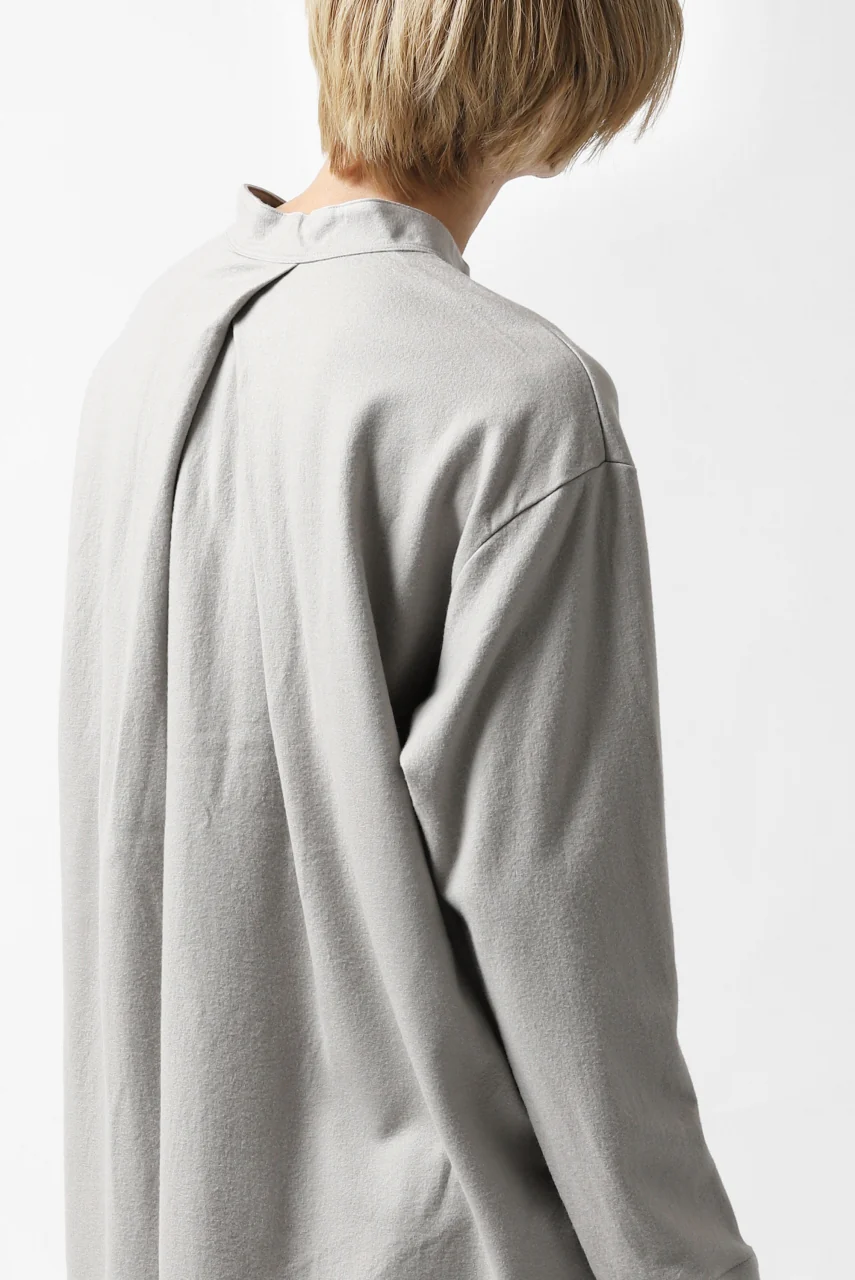 COLINA BANDED COLLAR PULLOVER SHIRT / SUPER 140s WASHABLE WOOL (GREIGE) - Image 25