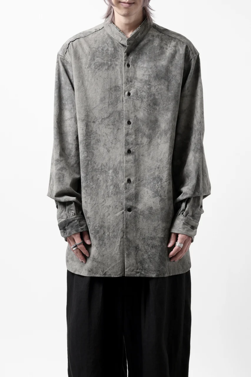COLINA BANDED COLLAR WIDE SHIRT / ANCIENT DYED TUSSER (DUST) - Image 20