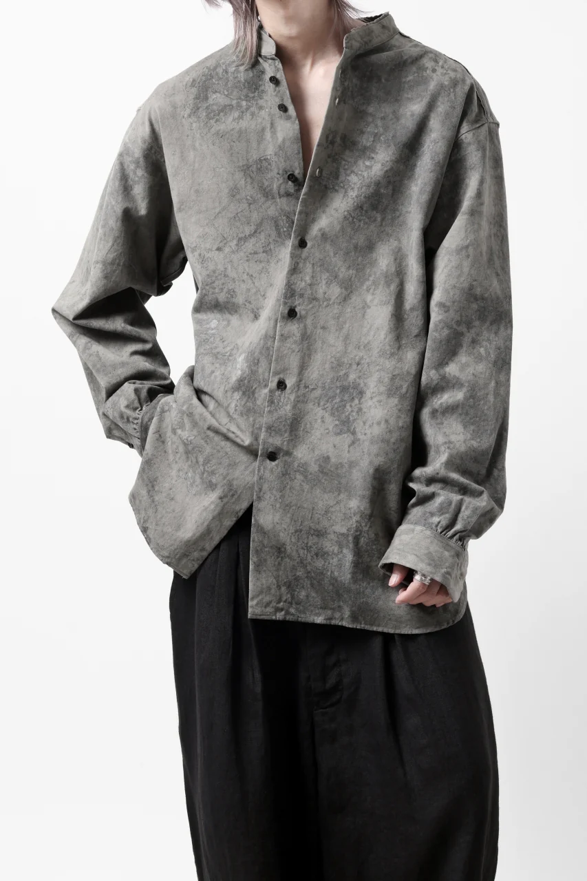 COLINA BANDED COLLAR WIDE SHIRT / ANCIENT DYED TUSSER (DUST) - Image 25