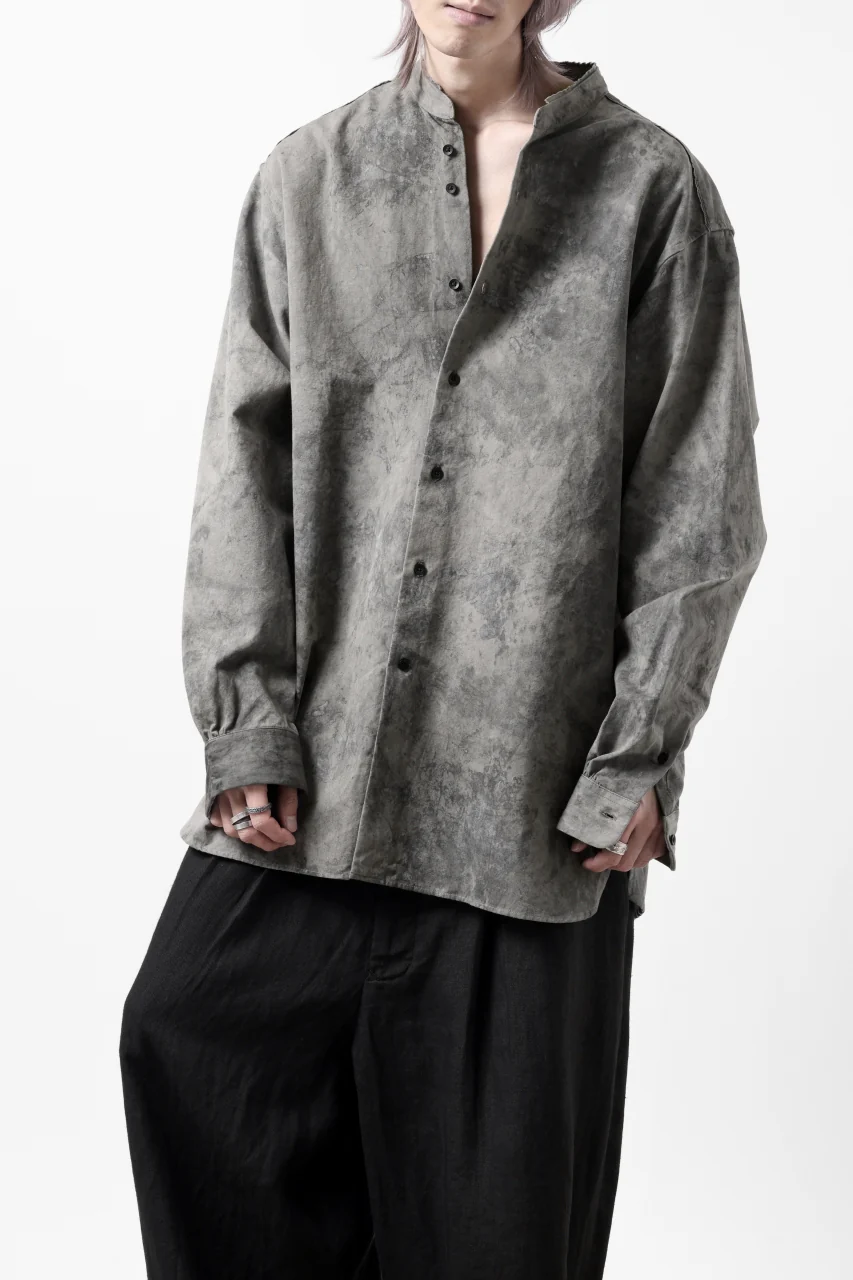 COLINA BANDED COLLAR WIDE SHIRT / ANCIENT DYED TUSSER (DUST) - Image 26