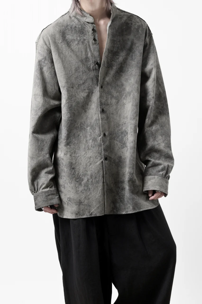 COLINA BANDED COLLAR WIDE SHIRT / ANCIENT DYED TUSSER (DUST) - Image 28
