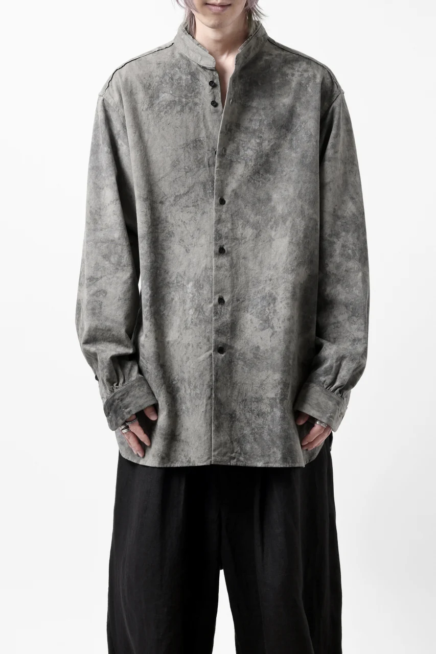COLINA BANDED COLLAR WIDE SHIRT / ANCIENT DYED TUSSER (DUST) - Image 3
