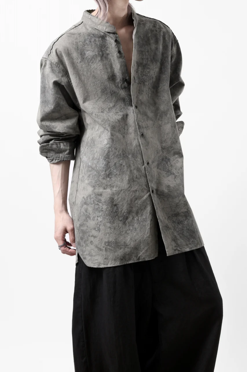 COLINA BANDED COLLAR WIDE SHIRT / ANCIENT DYED TUSSER (DUST) - Image 31