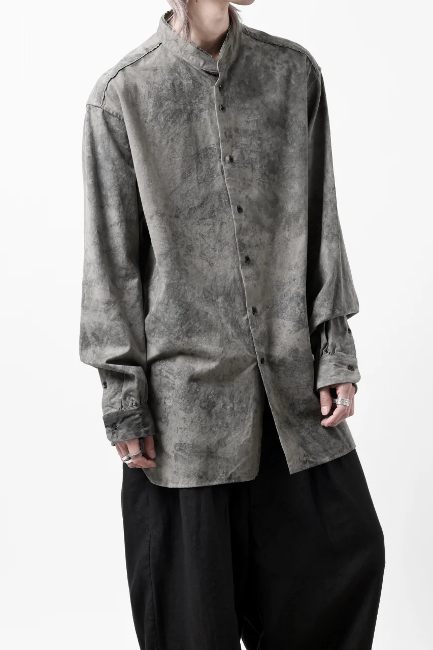 COLINA BANDED COLLAR WIDE SHIRT / ANCIENT DYED TUSSER (DUST) - Image 4