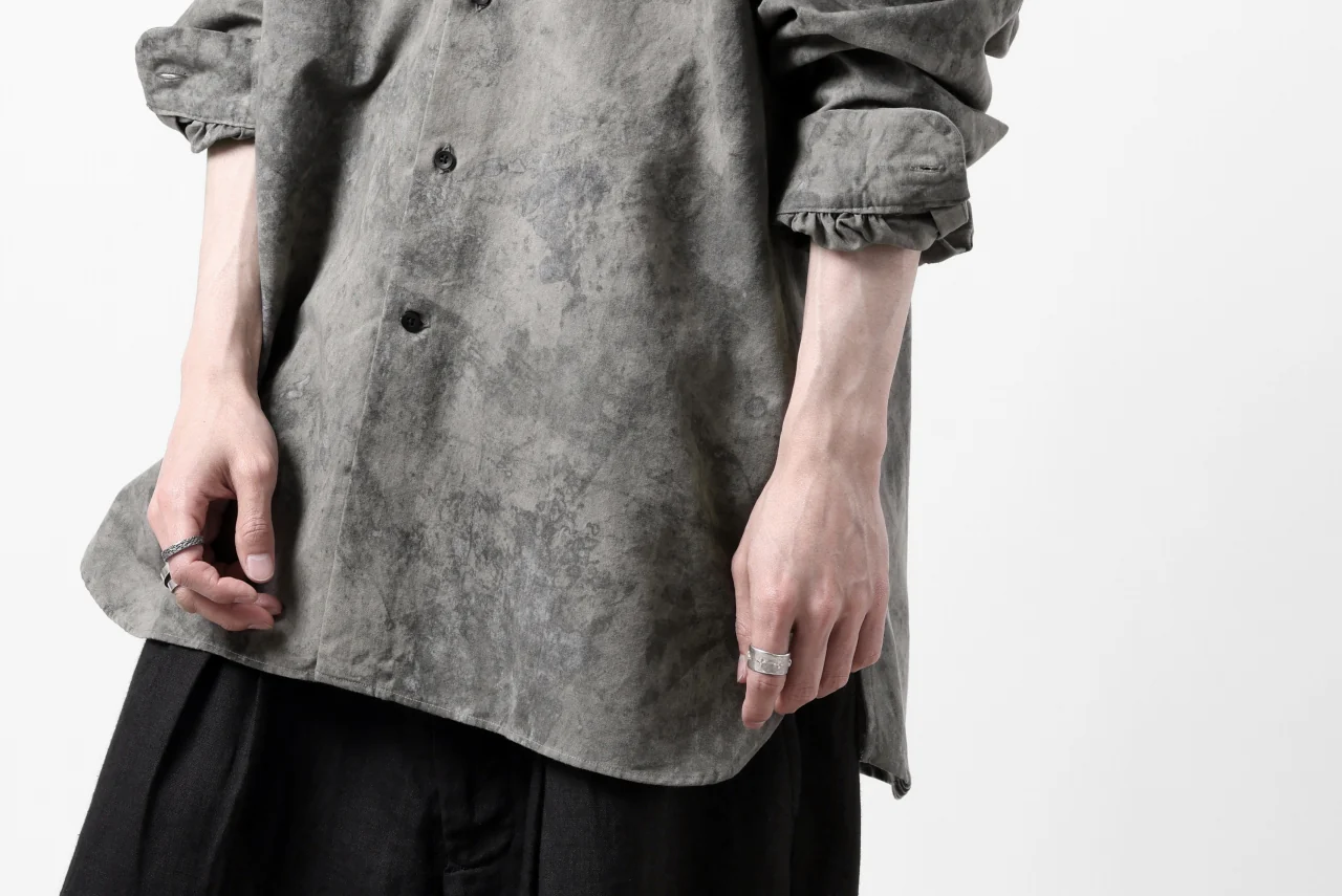COLINA BANDED COLLAR WIDE SHIRT / ANCIENT DYED TUSSER (DUST) - Image 46