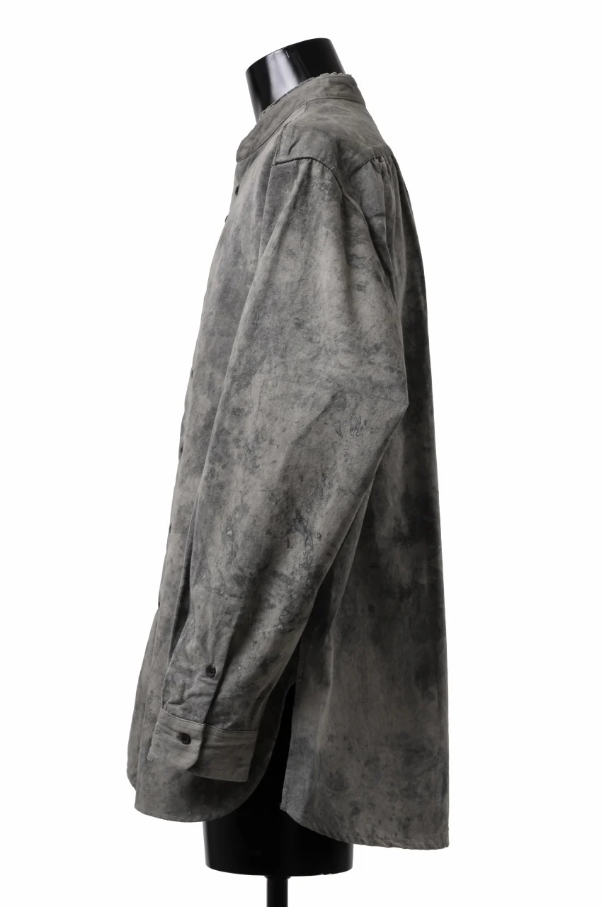 COLINA BANDED COLLAR WIDE SHIRT / ANCIENT DYED TUSSER (DUST) - Image 7