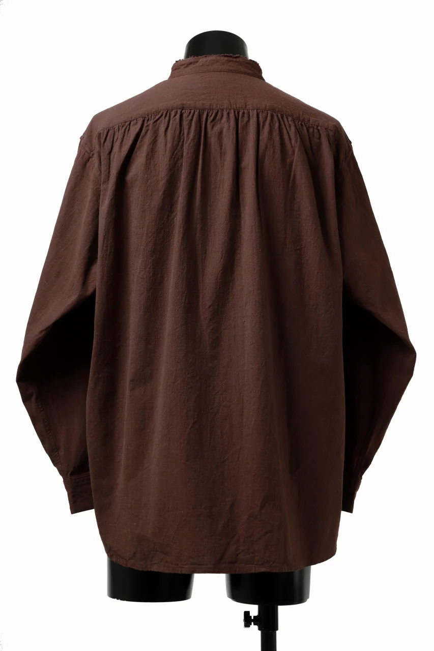 COLINA BANDED COLLAR WIDE SHIRT / HANDSPUN COTTON RUSTIC CHAMBRAY (RED CLAY) - Image 17