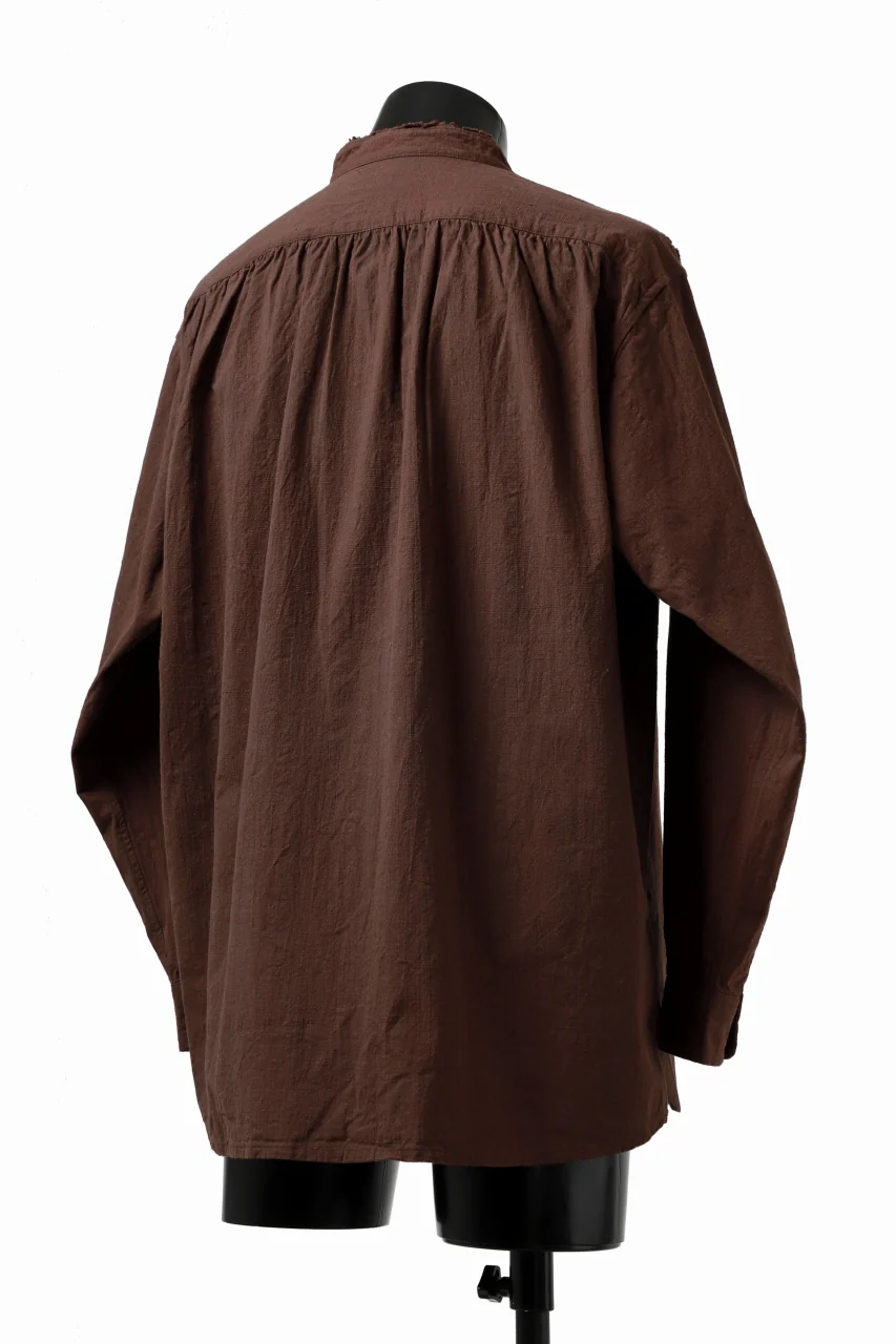 COLINA BANDED COLLAR WIDE SHIRT / HANDSPUN COTTON RUSTIC CHAMBRAY (RED CLAY) - Image 18