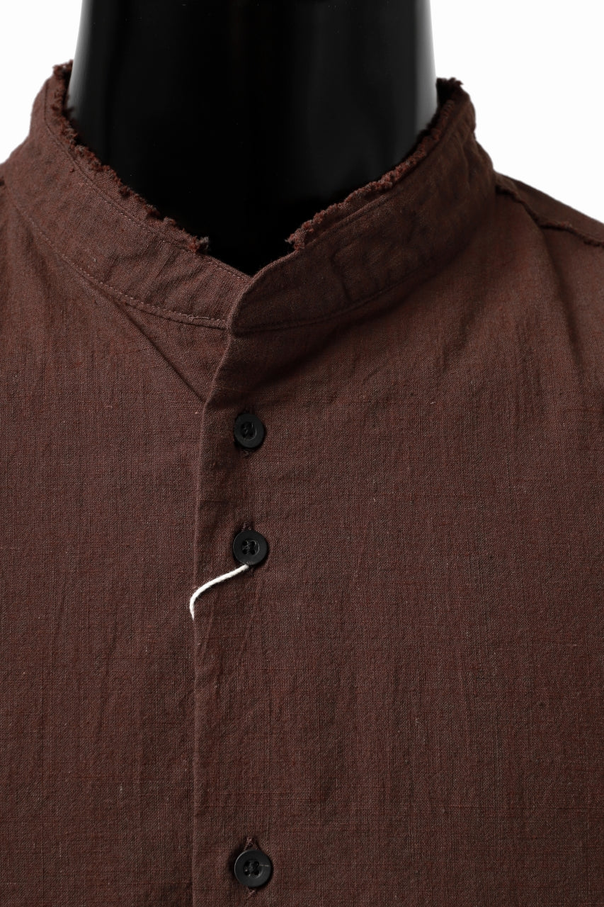 COLINA BANDED COLLAR WIDE SHIRT / HANDSPUN COTTON RUSTIC CHAMBRAY (RED CLAY) - Image 22