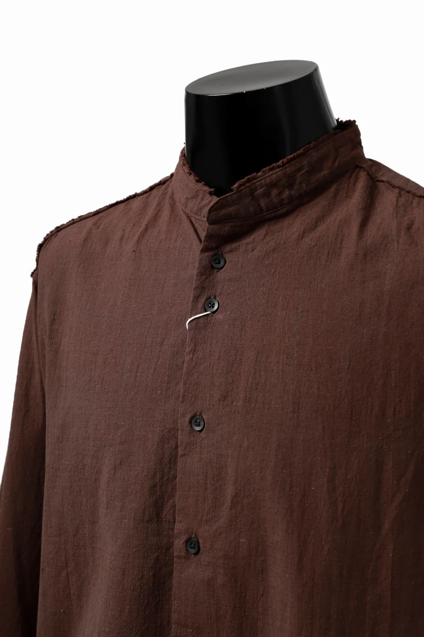 COLINA BANDED COLLAR WIDE SHIRT / HANDSPUN COTTON RUSTIC CHAMBRAY (RED CLAY) - Image 23