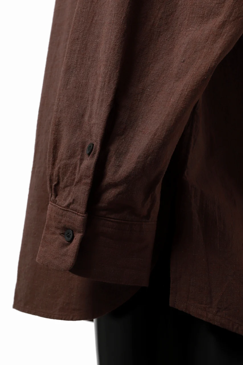 COLINA BANDED COLLAR WIDE SHIRT / HANDSPUN COTTON RUSTIC CHAMBRAY (RED CLAY) - Image 25