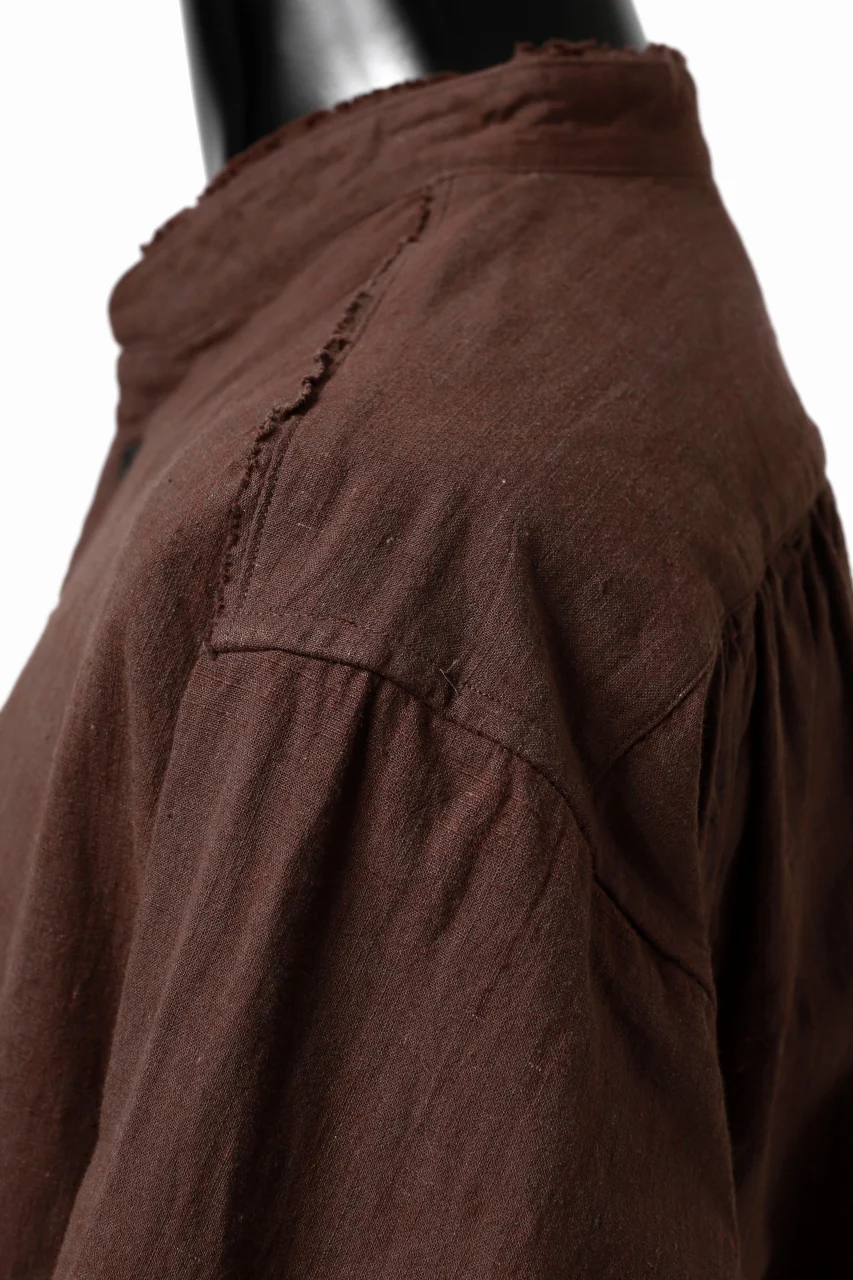 COLINA BANDED COLLAR WIDE SHIRT / HANDSPUN COTTON RUSTIC CHAMBRAY (RED CLAY) - Image 26