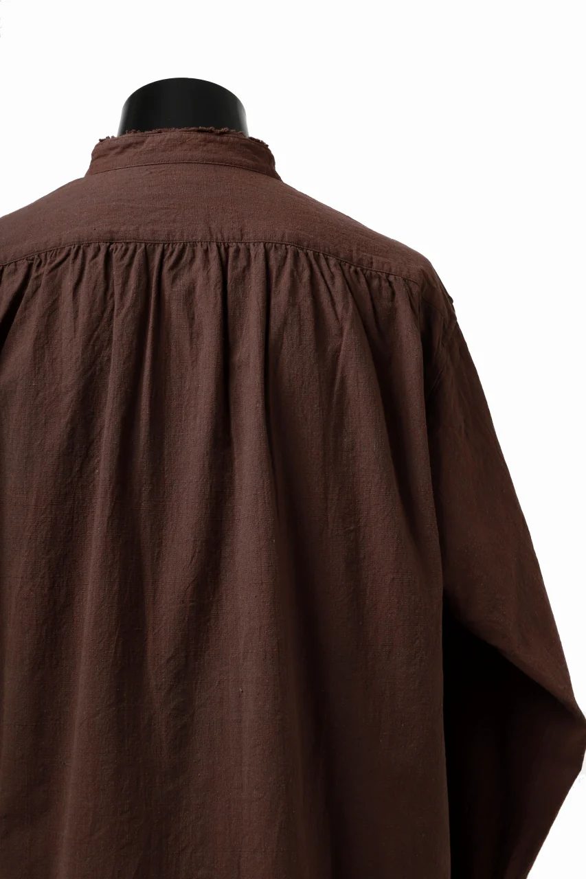 COLINA BANDED COLLAR WIDE SHIRT / HANDSPUN COTTON RUSTIC CHAMBRAY (RED CLAY) - Image 27