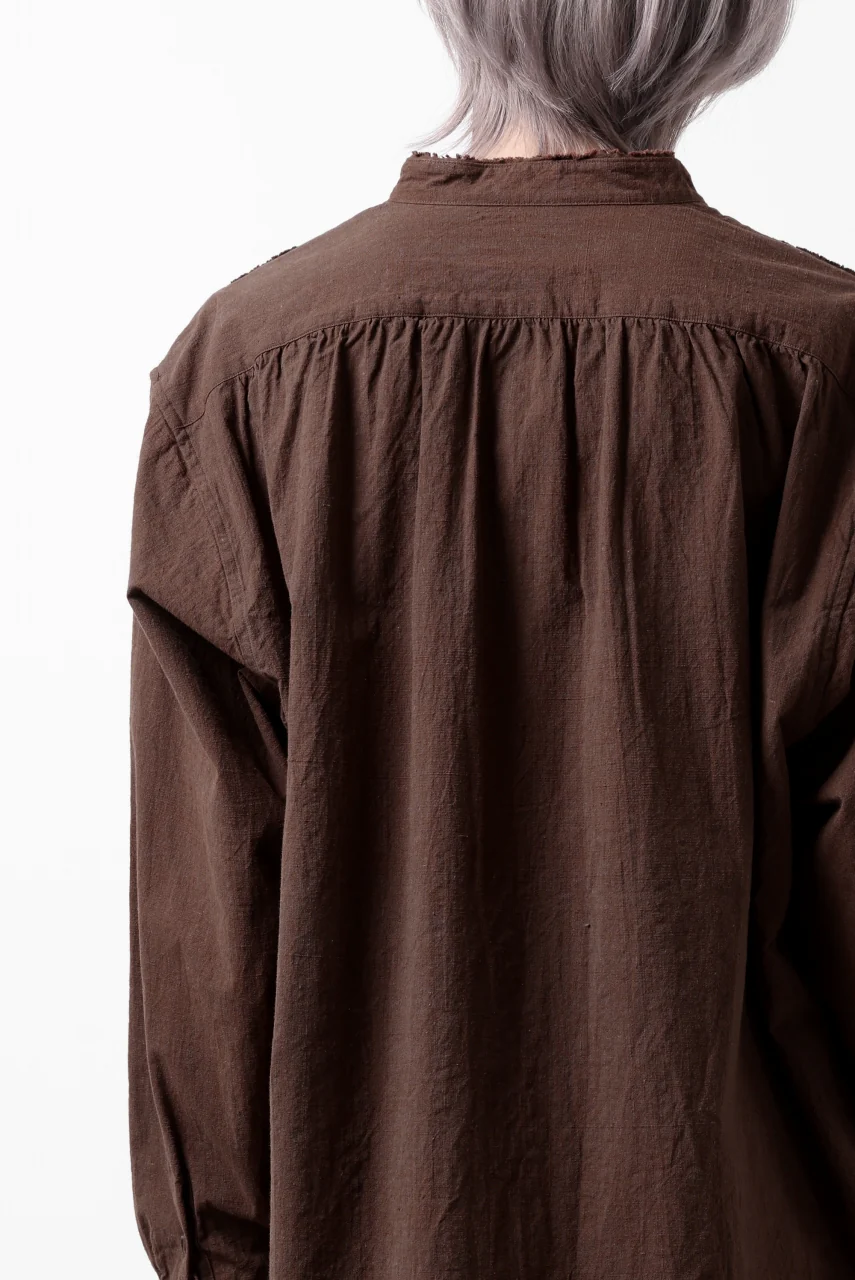 COLINA BANDED COLLAR WIDE SHIRT / HANDSPUN COTTON RUSTIC CHAMBRAY (RED CLAY) - Image 41
