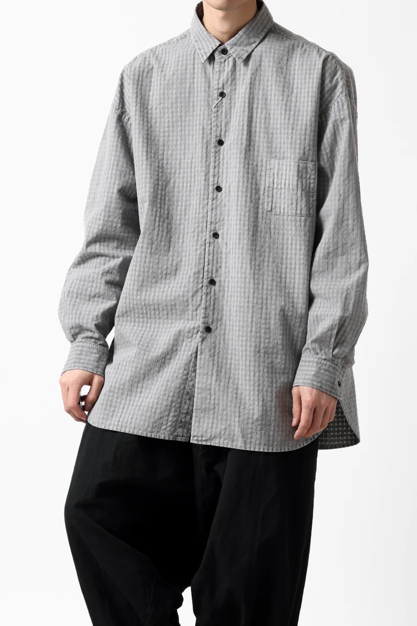 COLINA BIG MINIMAL SHIRT / ORGANIC COTTON SHADOW CHECK (SUMI) - Image 5