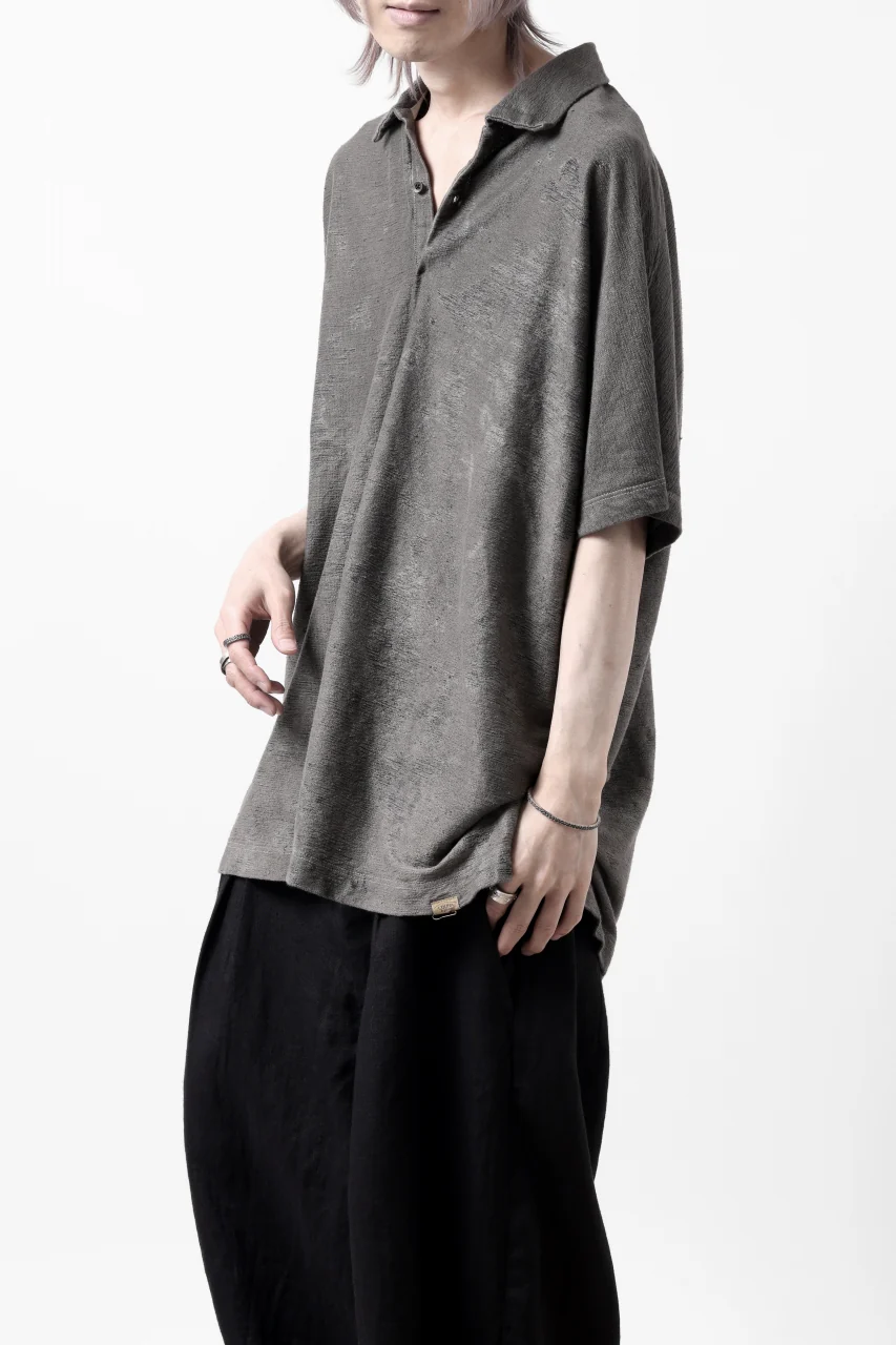 COLINA BIG SKIPPER POLO SHIRT / ANCIENT DYED LINEN HEAVY JERSEY (DUST) - Image 2