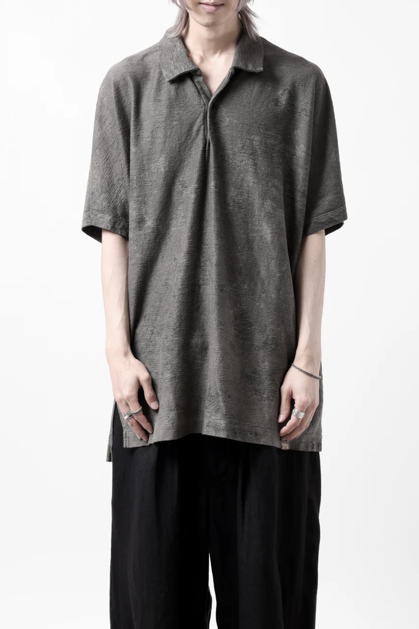COLINA BIG SKIPPER POLO SHIRT / ANCIENT DYED LINEN HEAVY JERSEY (DUST) - Image 3