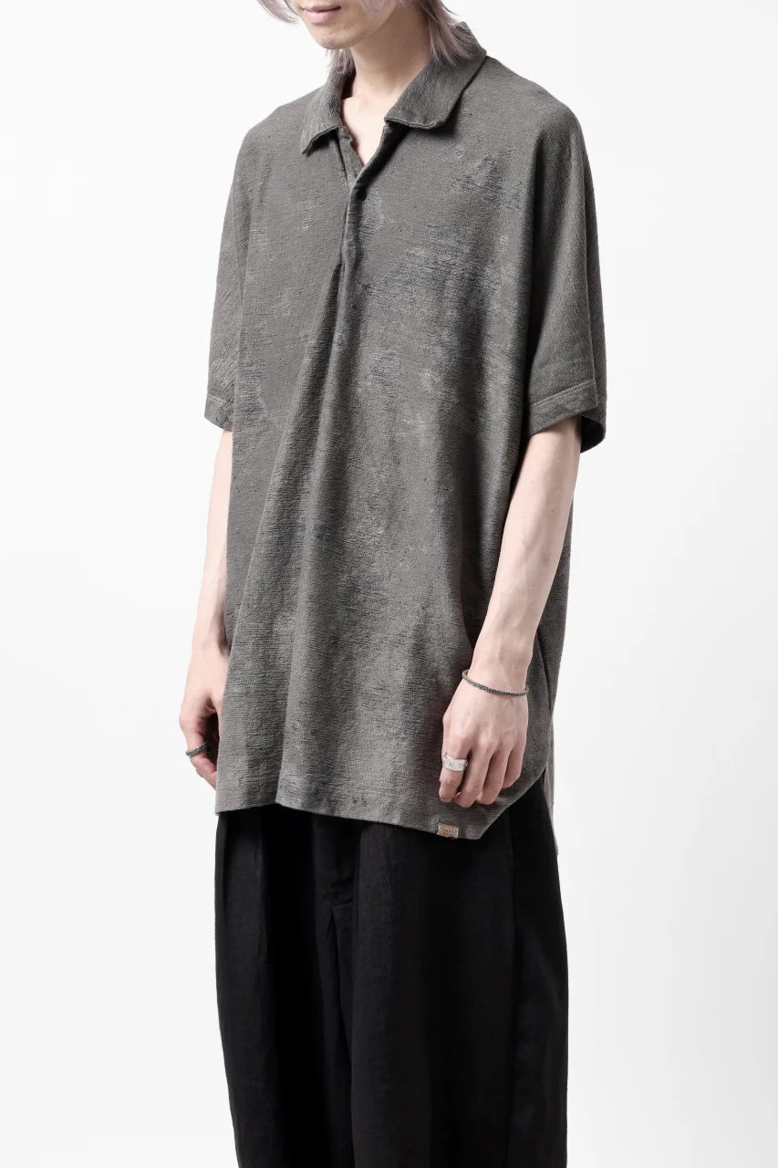 COLINA BIG SKIPPER POLO SHIRT / ANCIENT DYED LINEN HEAVY JERSEY (DUST) - Image 4