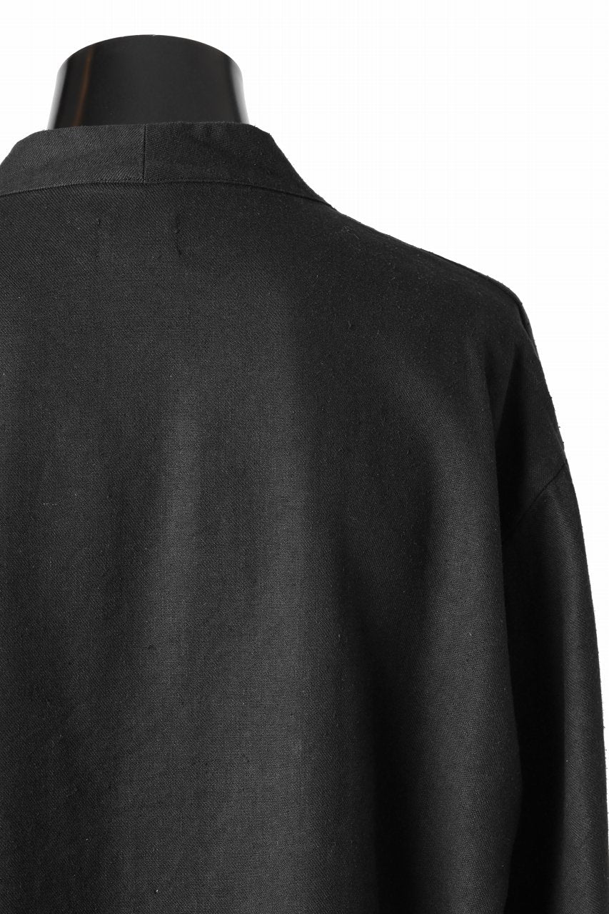 COLINA CARDIGAN SHIRT / SILK & LINEN GABARDINE (BLACK) - Image 12