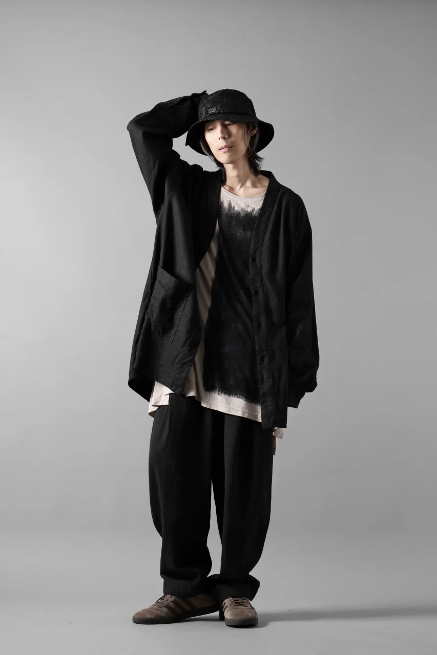 COLINA CARDIGAN SHIRT / SILK & LINEN GABARDINE (BLACK) - Image 13