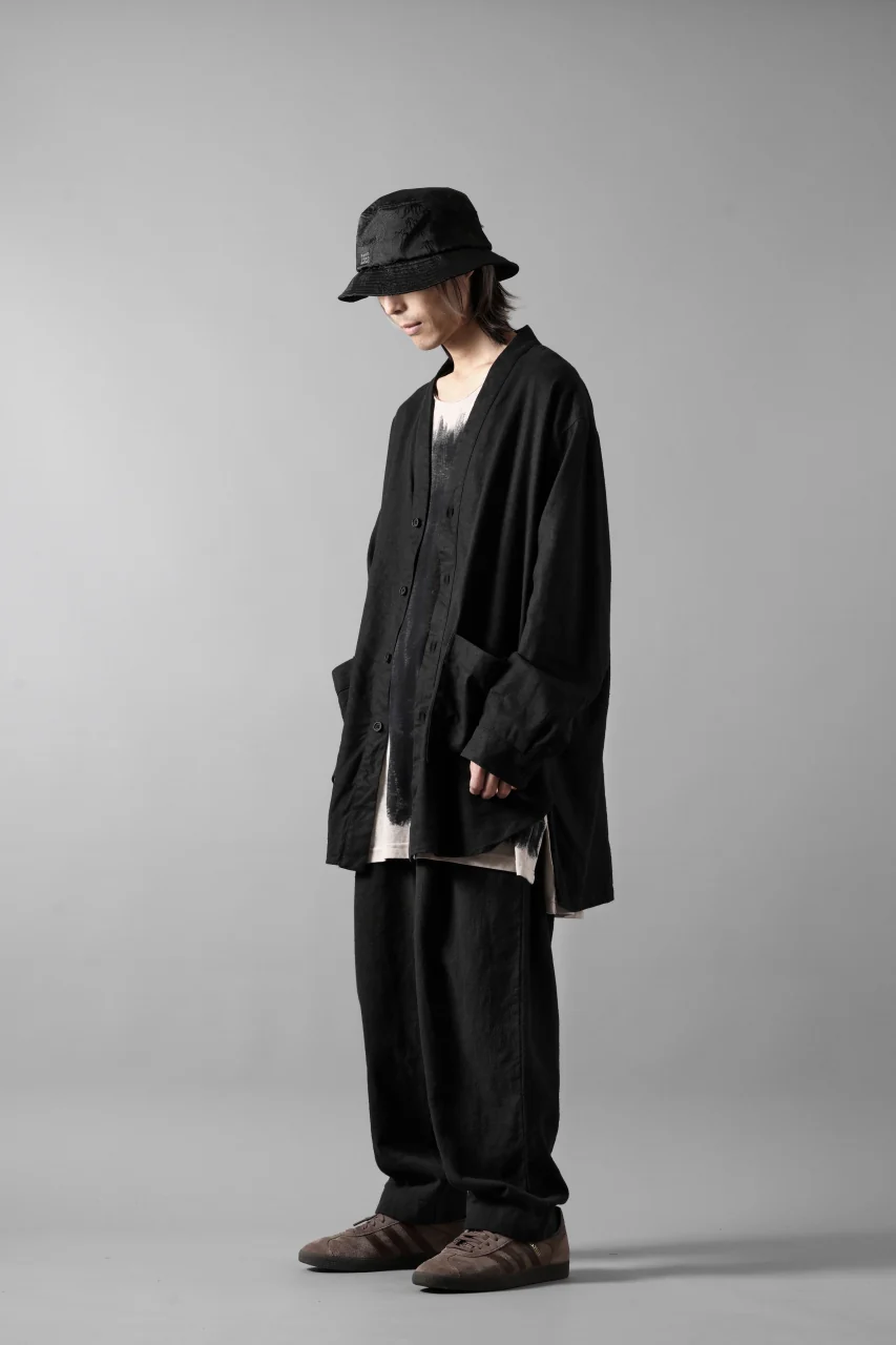 COLINA CARDIGAN SHIRT / SILK & LINEN GABARDINE (BLACK) - Image 25