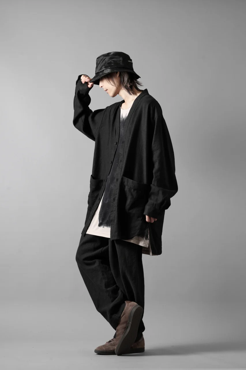 COLINA CARDIGAN SHIRT / SILK & LINEN GABARDINE (BLACK) - Image 26