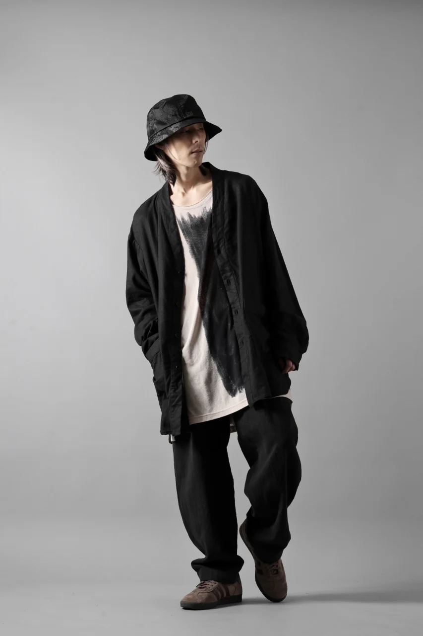COLINA CARDIGAN SHIRT / SILK & LINEN GABARDINE (BLACK) - Image 27