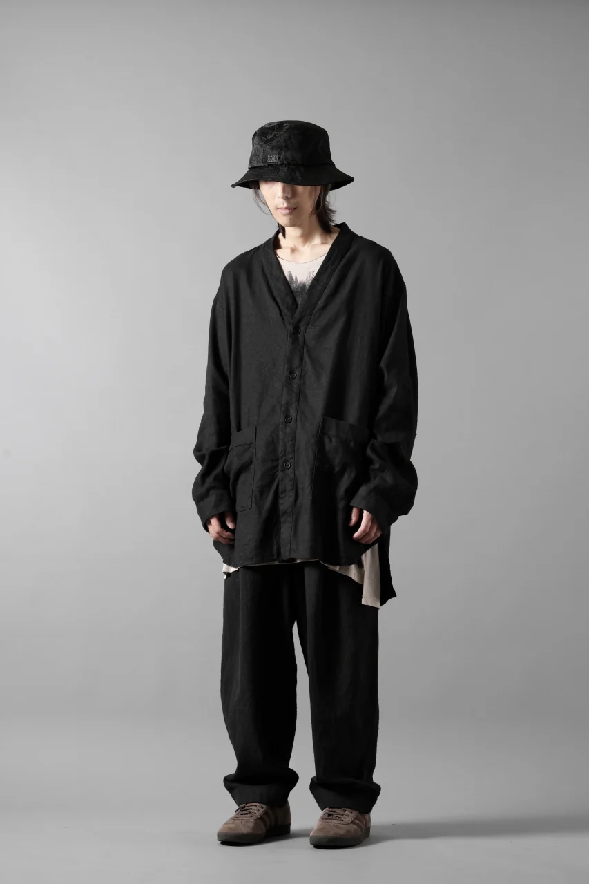 COLINA CARDIGAN SHIRT / SILK & LINEN GABARDINE (BLACK) - Image 28