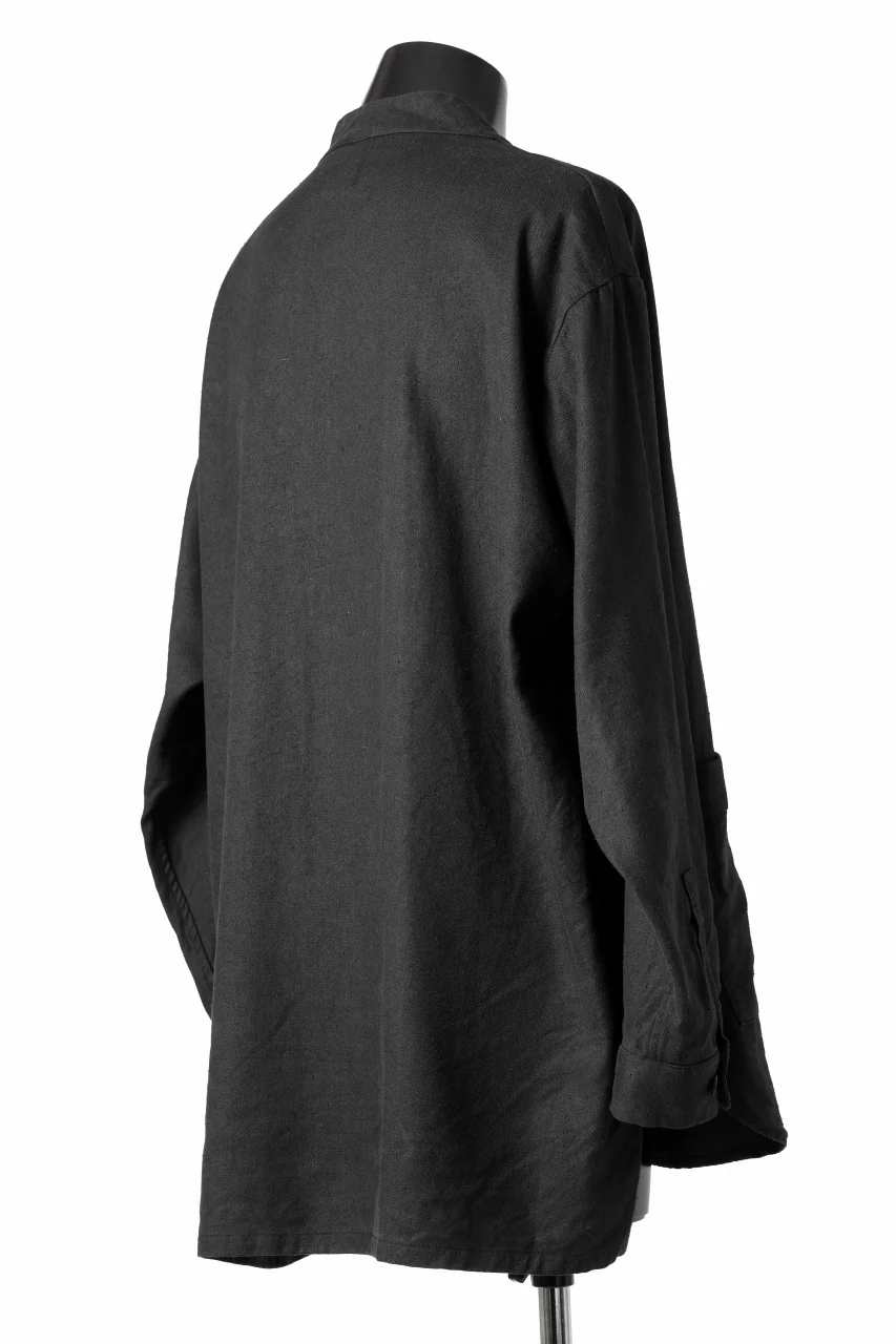 COLINA CARDIGAN SHIRT / SILK & LINEN GABARDINE (BLACK) - Image 5