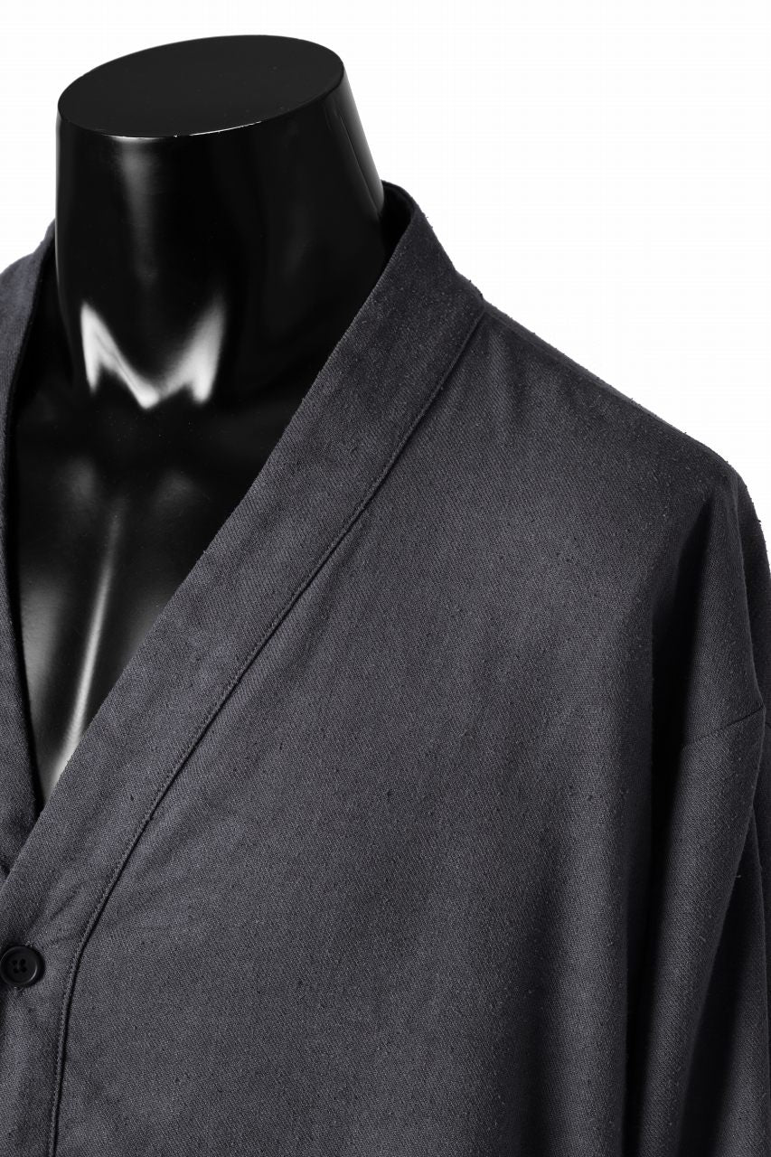 COLINA CARDIGAN SHIRT / SILK & LINEN GABARDINE (GRAY) - Image 10