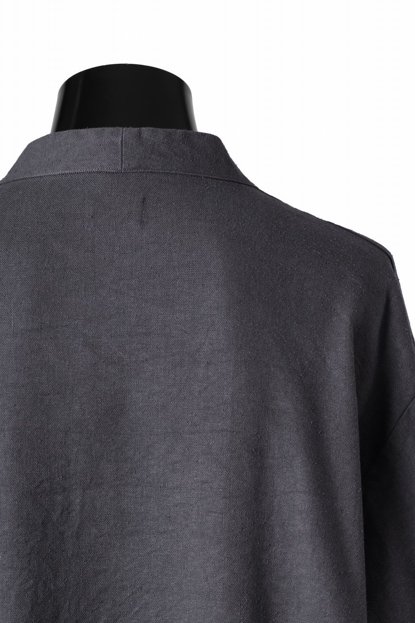 COLINA CARDIGAN SHIRT / SILK & LINEN GABARDINE (GRAY) - Image 12