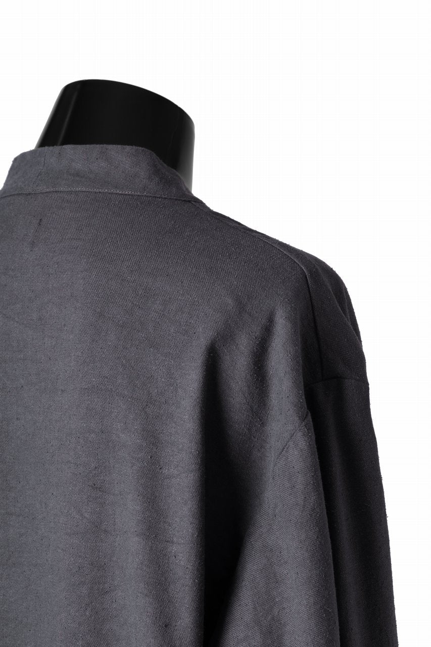 COLINA CARDIGAN SHIRT / SILK & LINEN GABARDINE (GRAY) - Image 13