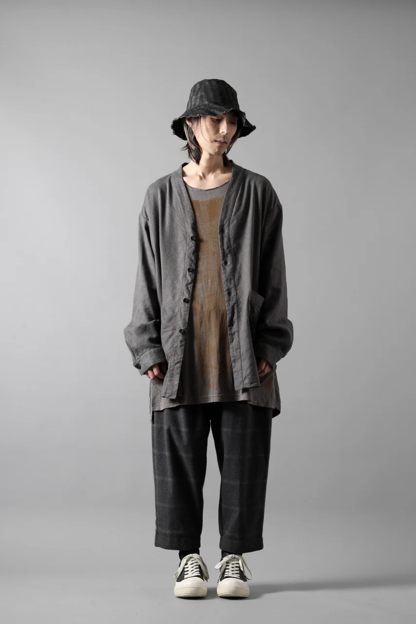 COLINA CARDIGAN SHIRT / SILK & LINEN GABARDINE (GRAY) - Image 14