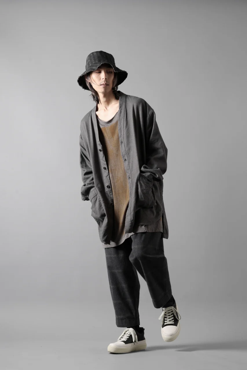 COLINA CARDIGAN SHIRT / SILK & LINEN GABARDINE (GRAY) - Image 15