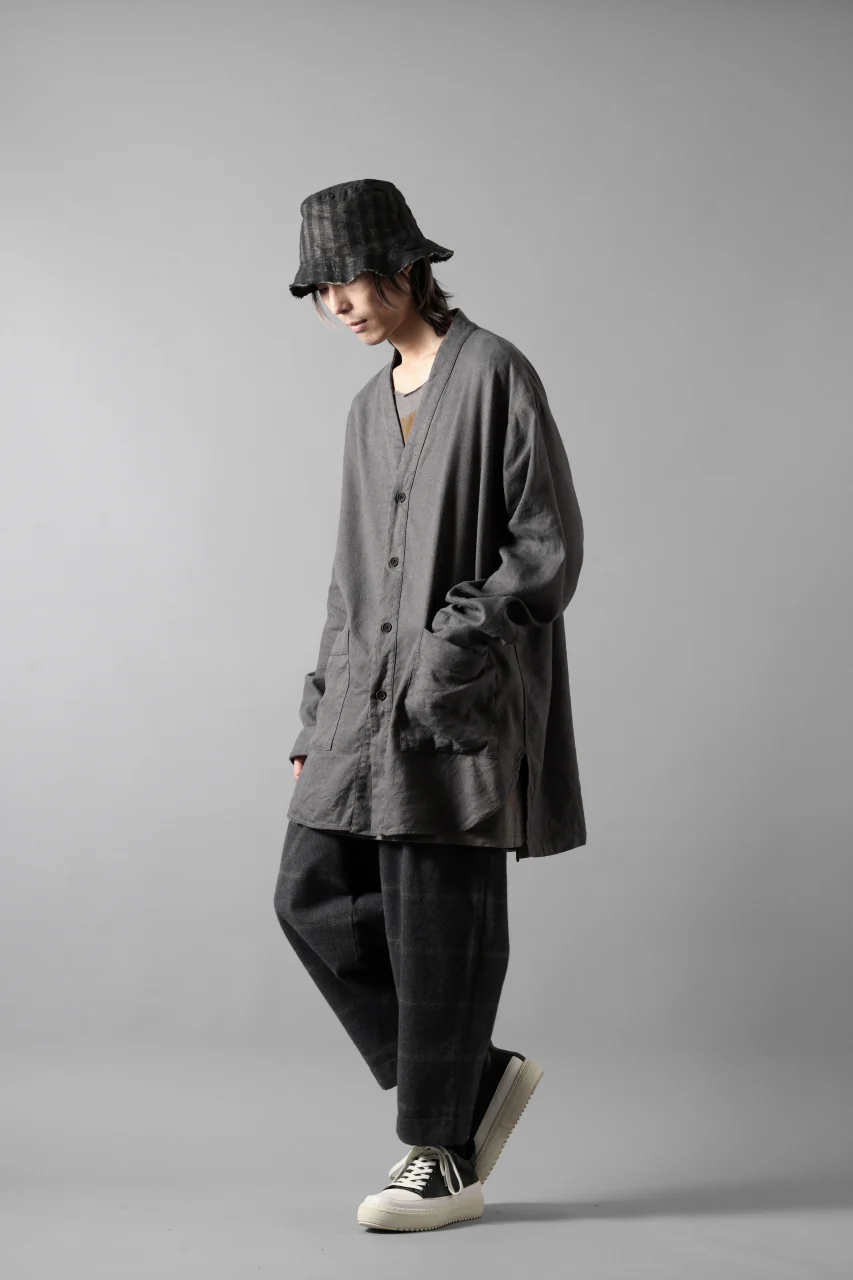 COLINA CARDIGAN SHIRT / SILK & LINEN GABARDINE (GRAY) - Image 17