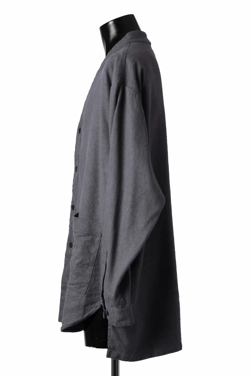 COLINA CARDIGAN SHIRT / SILK & LINEN GABARDINE (GRAY) - Image 3
