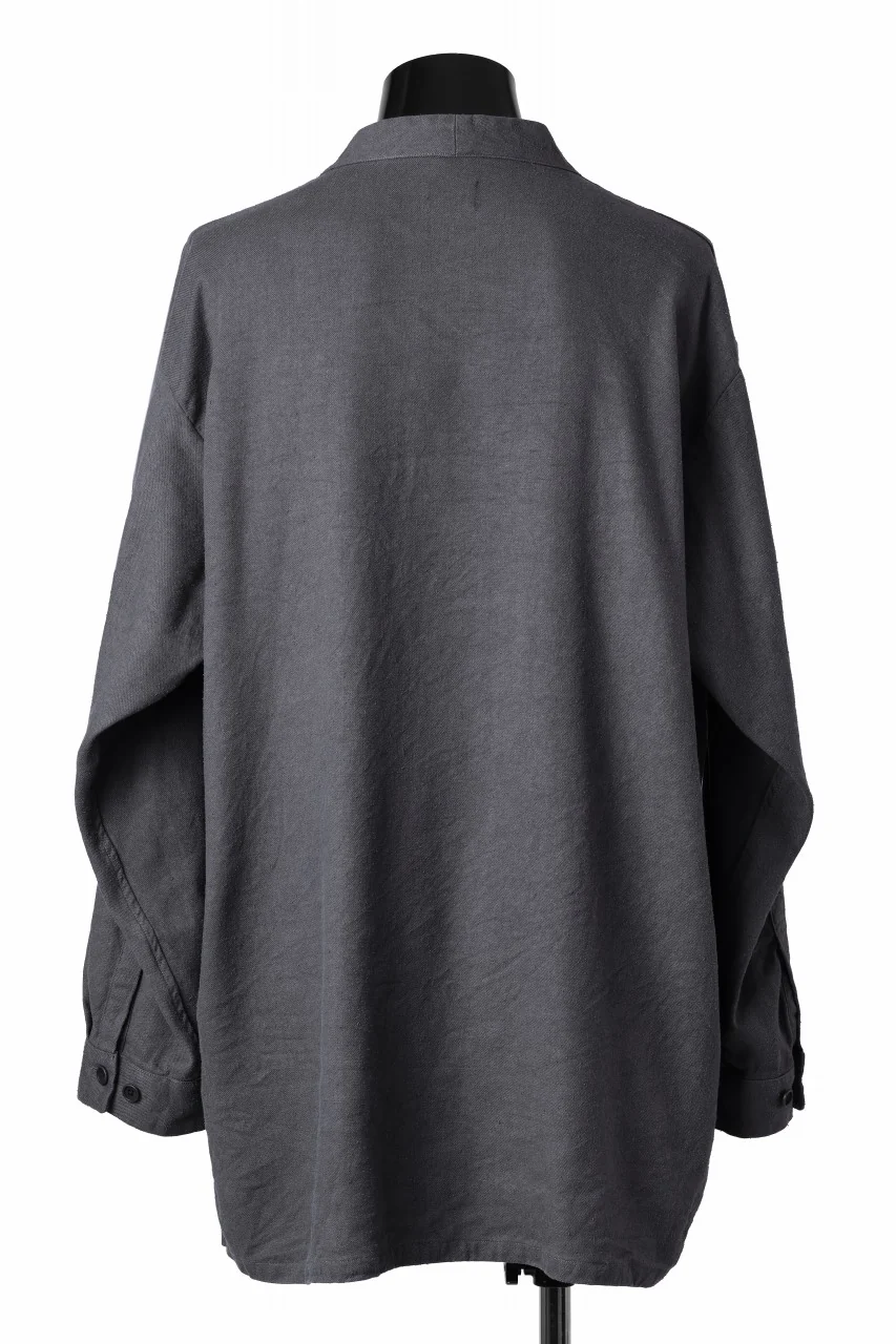 COLINA CARDIGAN SHIRT / SILK & LINEN GABARDINE (GRAY) - Image 4