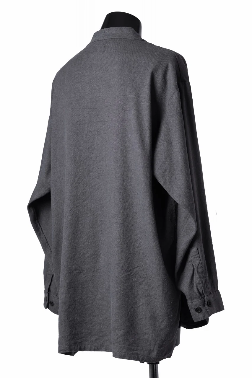 COLINA CARDIGAN SHIRT / SILK & LINEN GABARDINE (GRAY) - Image 5