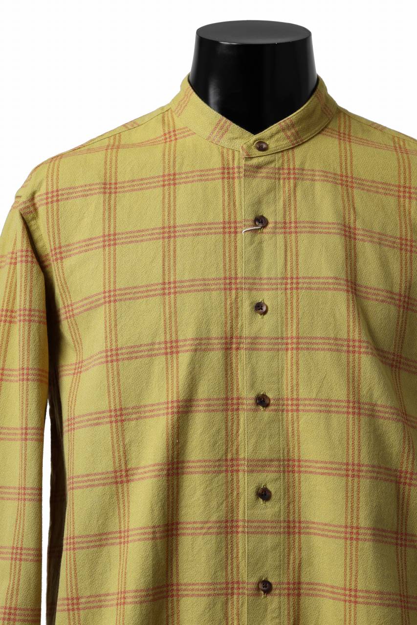 COLINA CHECK GRANPA SHIRT / AMUNZEN CHAMBRAY (MUSTARD) - Image 14