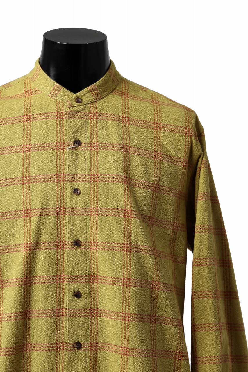 COLINA CHECK GRANPA SHIRT / AMUNZEN CHAMBRAY (MUSTARD) - Image 15