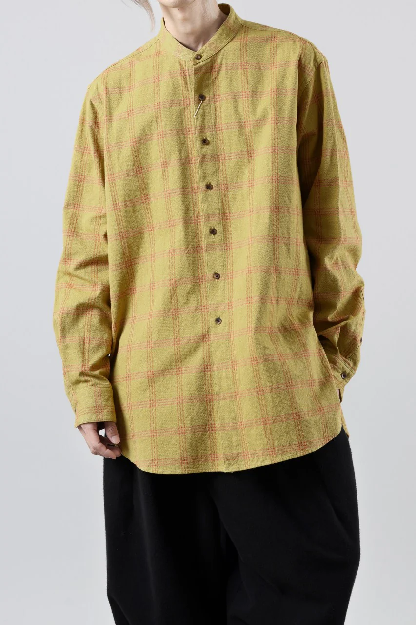 COLINA CHECK GRANPA SHIRT / AMUNZEN CHAMBRAY (MUSTARD) - Image 5
