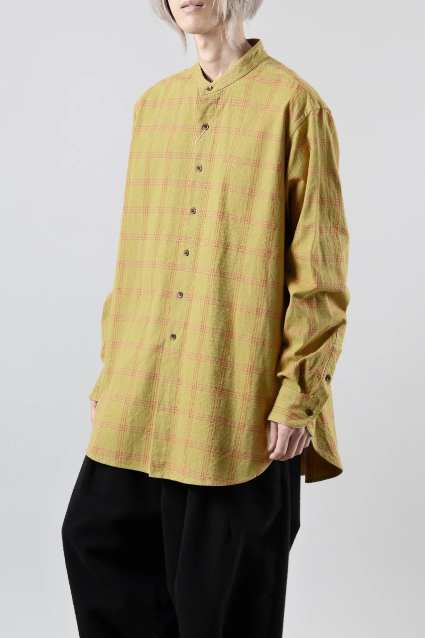 COLINA CHECK GRANPA SHIRT / AMUNZEN CHAMBRAY (MUSTARD) - Image 7