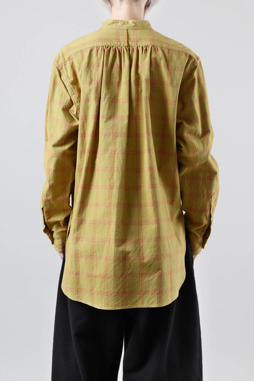 COLINA CHECK GRANPA SHIRT / AMUNZEN CHAMBRAY (MUSTARD) - Image 8