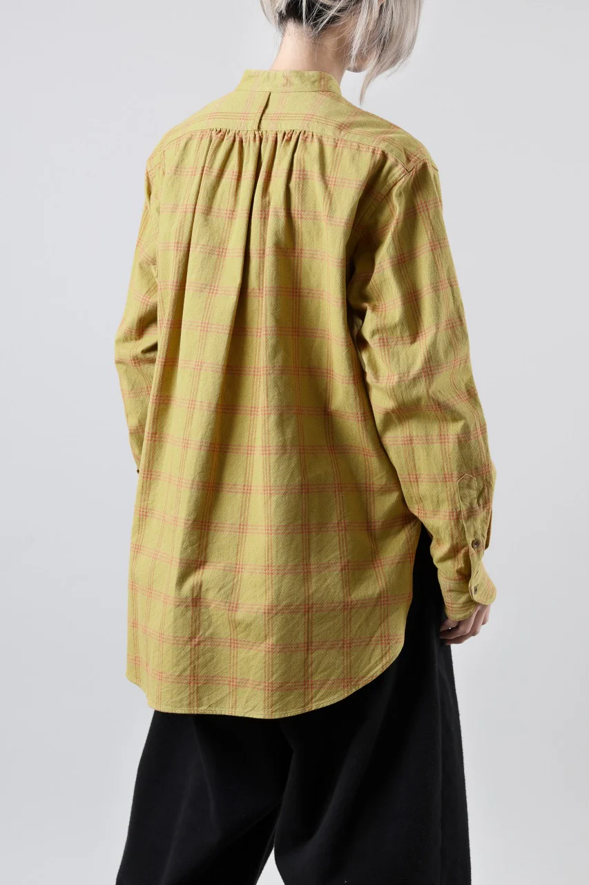 COLINA CHECK GRANPA SHIRT / AMUNZEN CHAMBRAY (MUSTARD) - Image 9