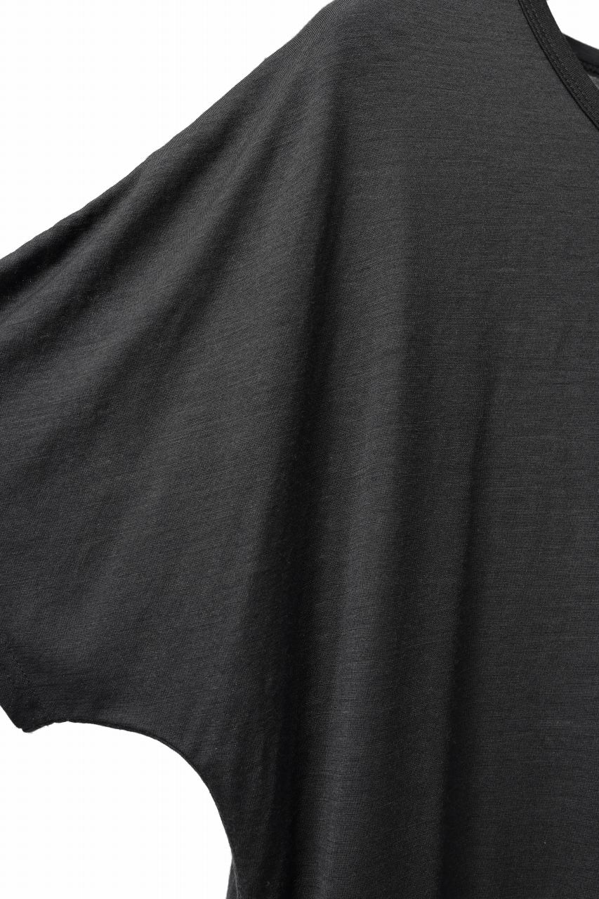COLINA DOLMAN S/S TEE / SUPER 120s WASHABLE WOOL JERSEY (DARKNESS) - Image 5