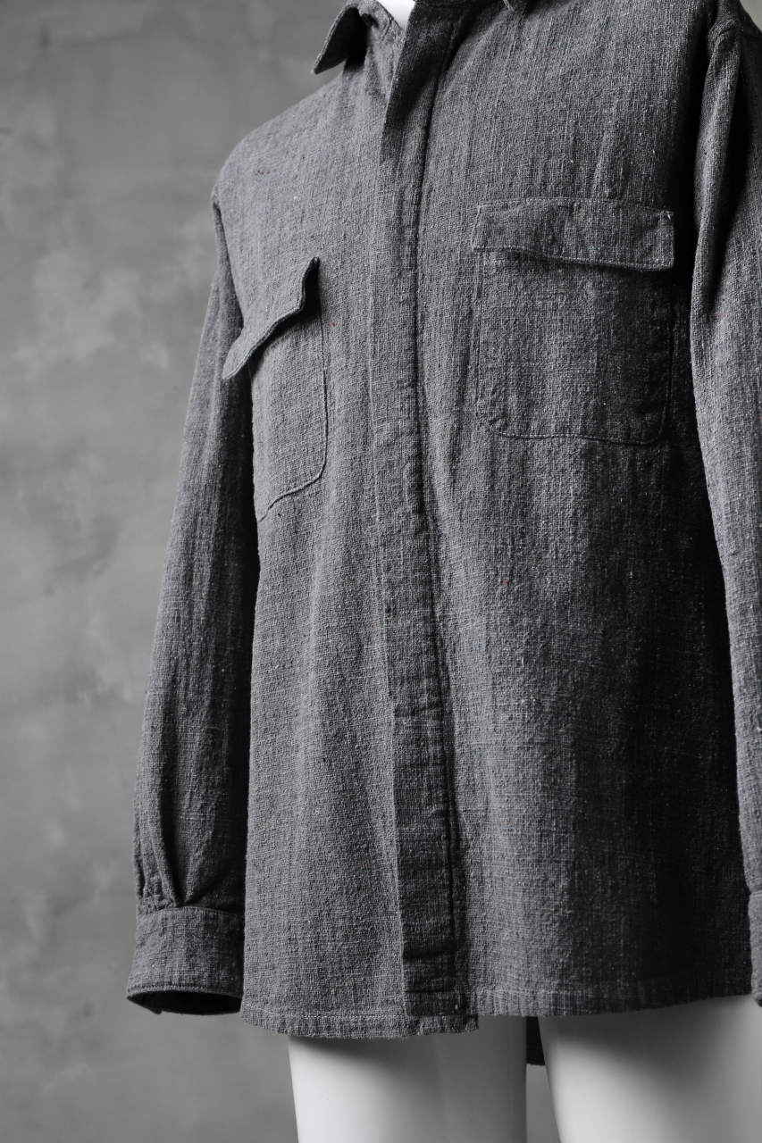 COLINA FRENCH WORK SHIRT JACKET / HAND SPUN COTTON TWEED (SUMI) - Image 10
