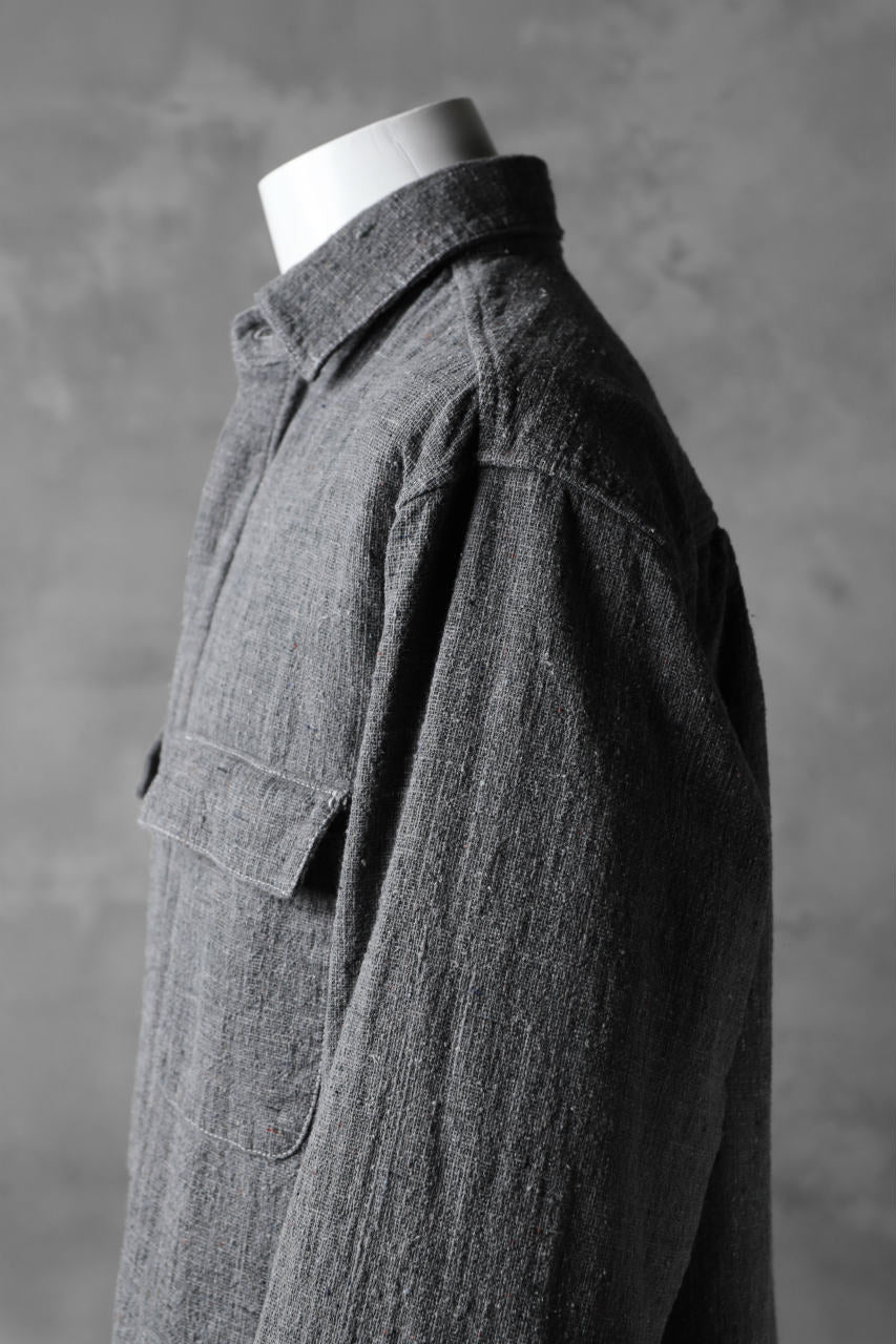 COLINA FRENCH WORK SHIRT JACKET / HAND SPUN COTTON TWEED (SUMI) - Image 11