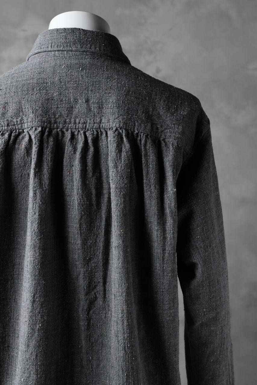 COLINA FRENCH WORK SHIRT JACKET / HAND SPUN COTTON TWEED (SUMI) - Image 13