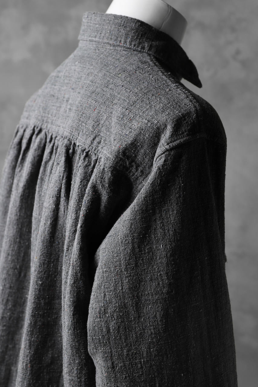 COLINA FRENCH WORK SHIRT JACKET / HAND SPUN COTTON TWEED (SUMI) - Image 14