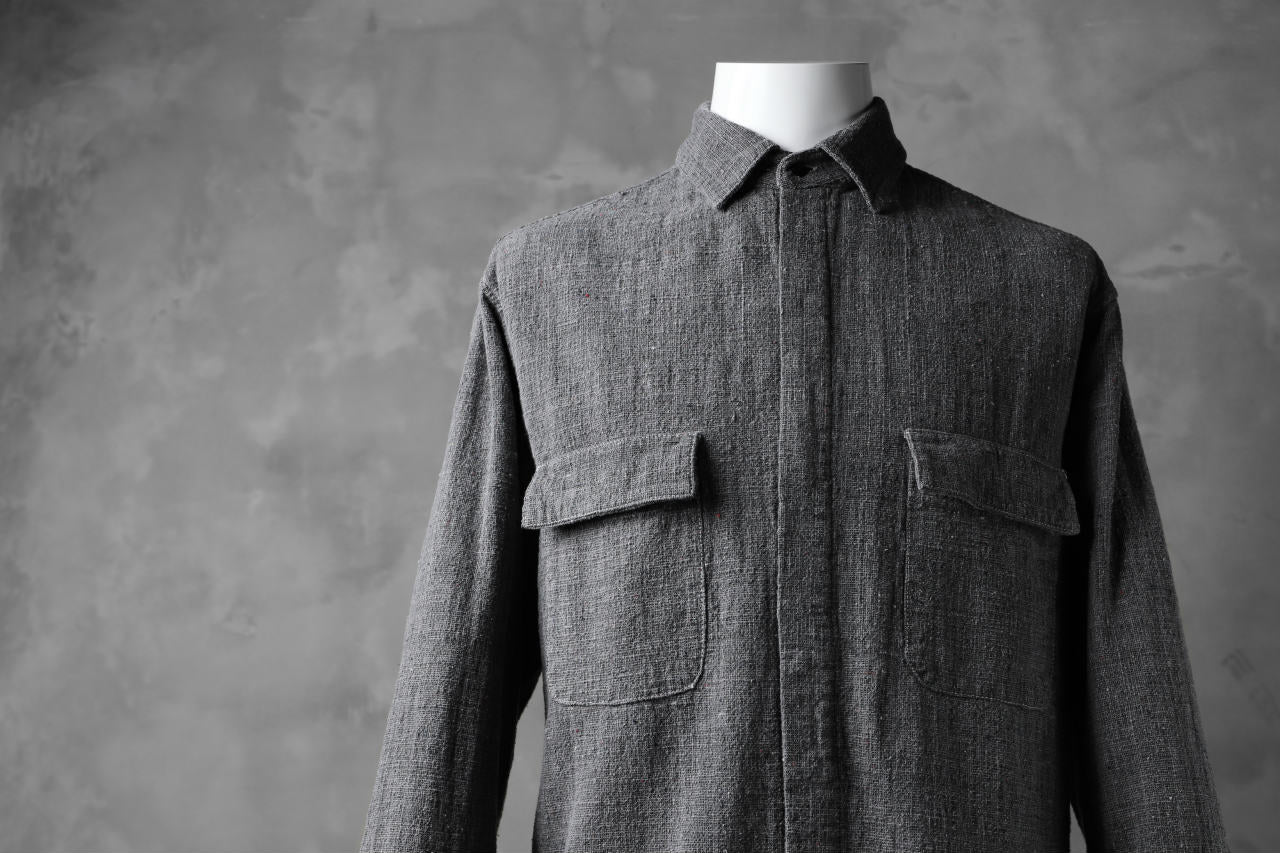 COLINA FRENCH WORK SHIRT JACKET / HAND SPUN COTTON TWEED (SUMI) - Image 15
